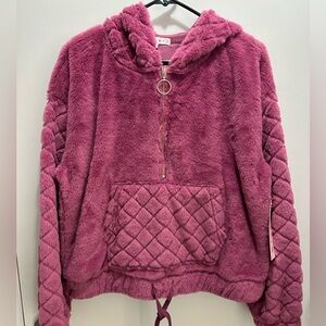 Juniors Plush Hooded Pullover Mauve XL